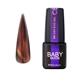 Гель-лак Baby Moon 9D Cat Eye 002 шоколадний із золотом 6 мл