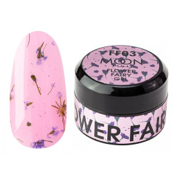 Гель Moon Full Flower Fairy Gel FF03 прозорий рожевий з фіолетовими сухоцвітами 5 мл