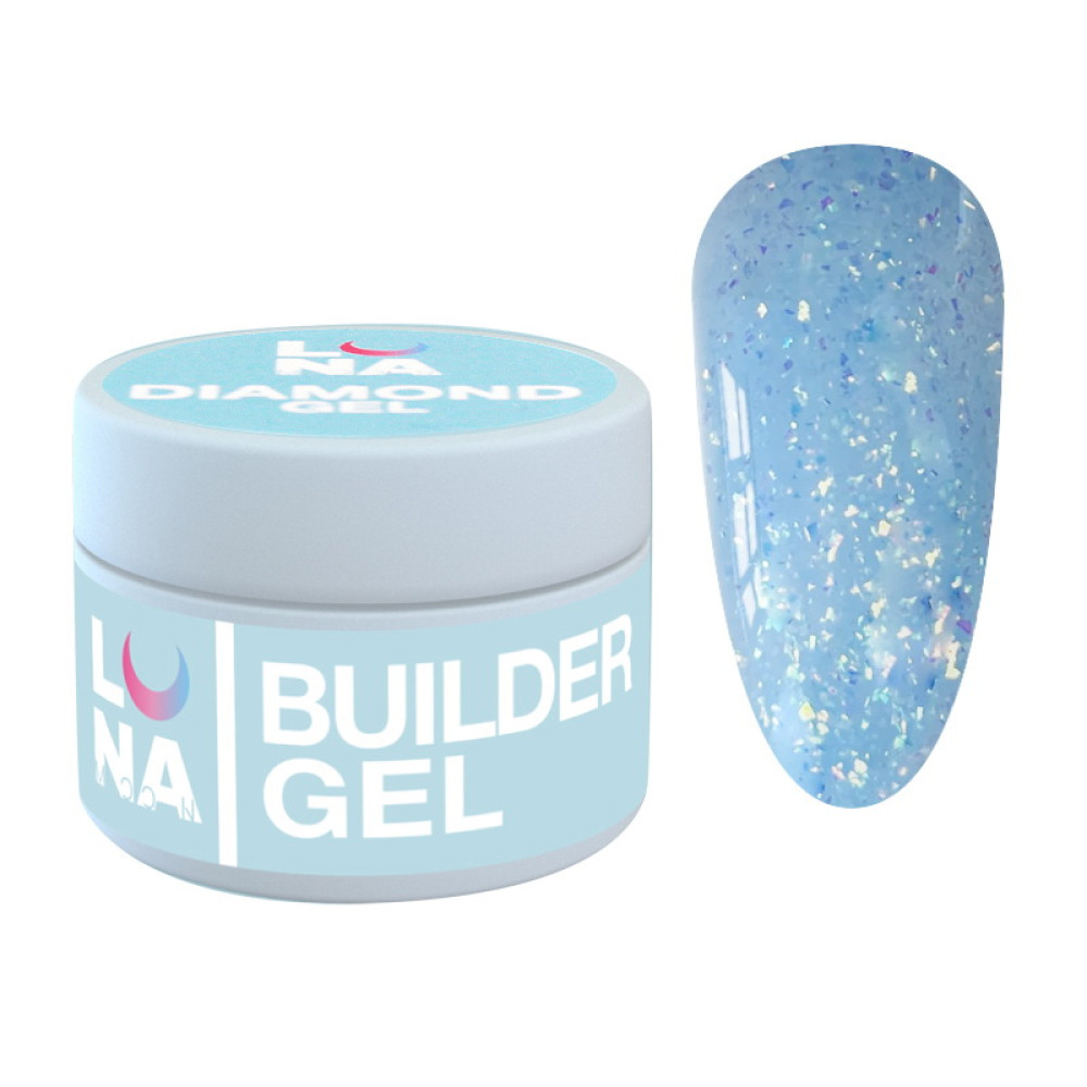 Гель для наращивания и укрепления Luna Diamond Gel 7 голубой с блестками 15 мл
