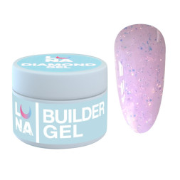 Гель для нарощування та укріплення Luna Diamond Gel 08 рожево-ліловий з блискітками 15 мл