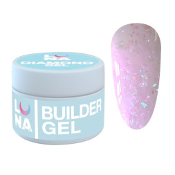 Гель для нарощування та укріплення Luna Diamond Gel 09 ніжно-рожевий з блискітками 15 мл