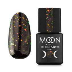 Топ для гель-лака без липкого слоя Moon Full Top Shimmer Chameleon 1022 с зелено-золотой и цветной поталью 8 мл