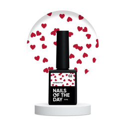 Топ для гель-лака без липкого слоя Nails Of The Day Kupidon Top 02 с бордовыми сердечками 10 мл