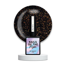 Топ глянсовий без липкого шару Nails Of The Night Opal Top 01 без УФ фільтра з опаловими золотистими блискітками. 10 мл