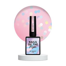 База камуфлююча Nails Of The Night Party Base 03. молочно-рожевий з голографічними шестигранниками. 10 мл