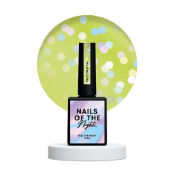 База камуфлююча Nails Of The Night Party Base 04. неоновий лимонно-зелений з голографічними шестигранниками. 10 мл