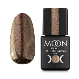 Топ для гель-лака без липкого слоя Moon Full Top Shimmer 1026 с золотым жемчужным микроблеском 8 мл