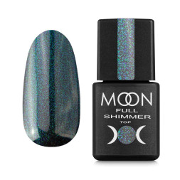 Топ для гель-лака без липкого слоя Moon Full Top Shimmer 1027 с голубым жемчужным микроблеском 8 мл