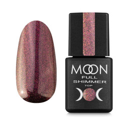 Топ для гель-лака без липкого слоя Moon Full Top Shimmer 1030 с розовым жемчужным микроблеском 8 мл
