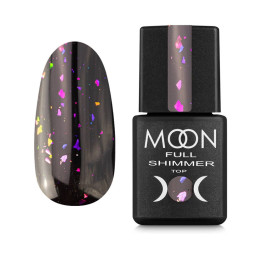 Топ для гель-лака без липкого слоя Moon Full Top Shimmer 1032 с цветной поталью 8 мл
