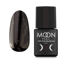 Топ для гель-лака без липкого слоя Moon Full Top Shimmer White 1023 с белыми хлопьями 8 мл