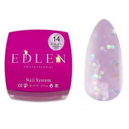 Рідкий гель Edlen Professional Water Acrygel Glitter 14 бузковий з глітером 30 мл