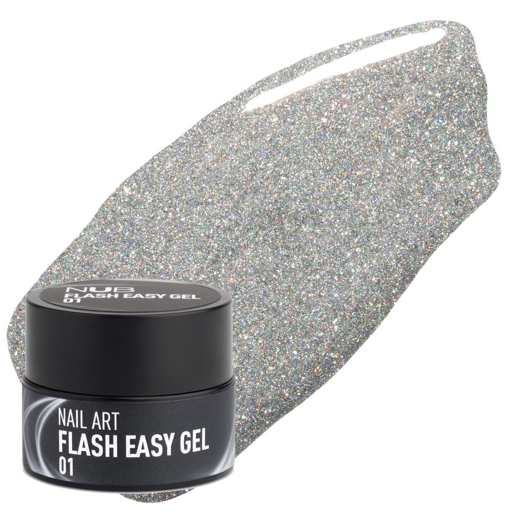 Гель Паутинка NUB Flash Easy Gel 01 серебро, светоотражающий, 5 г