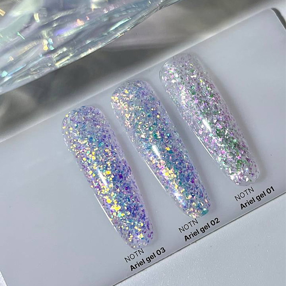 Гель строительный Nails Of The Night Ariel Gel 02 с разноцветными хлопьями юки 15 мл