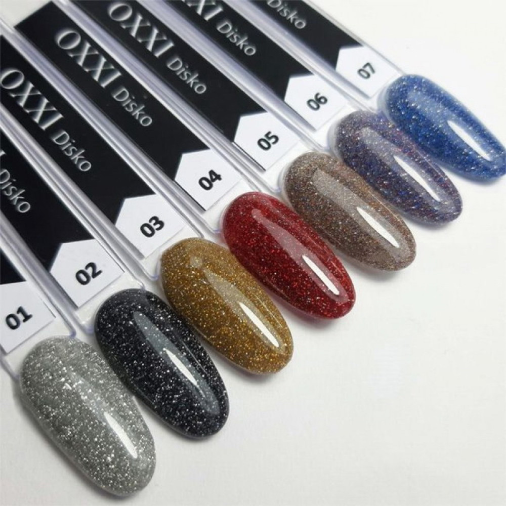 Гель-лак Oxxi Professional Disco 004 вишневый с красными и серебристыми блестками и шиммерами. светоотражающий. 10 мл