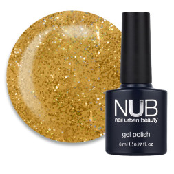 Гель-лак NUB 071 Hollywood Style золотистые блестки. 8 мл