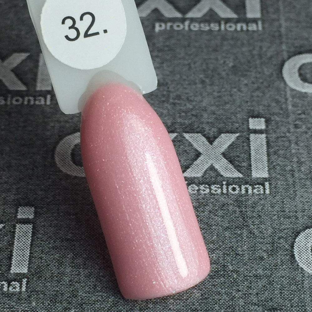 Гель-лак Oxxi Professional 032 нежный розовый с микроблеском. 10 мл