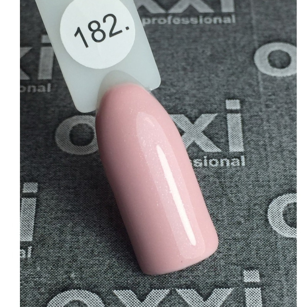 Гель-лак Oxxi Professional 182 нежный персиково-розовый с микроблеском. 10 мл