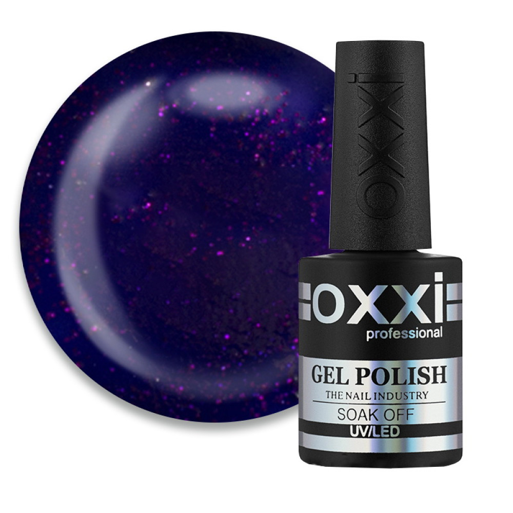 Гель-лак Oxxi Professional 049 фиолетовый с розовыми блестками. 10 мл