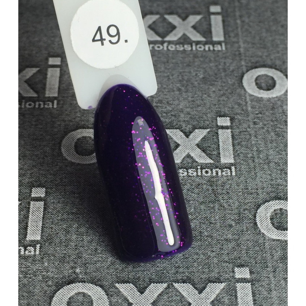Гель-лак Oxxi Professional 049 фиолетовый с розовыми блестками. 10 мл