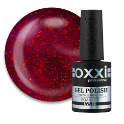 Гель-лак Oxxi Professional 219 червоно-бордовий з блискітками. 10 мл