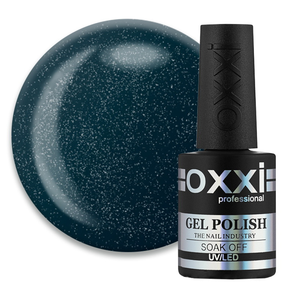 Гель-лак Oxxi Professional 063 темно-бирюзовый с микроблеском. 10 мл