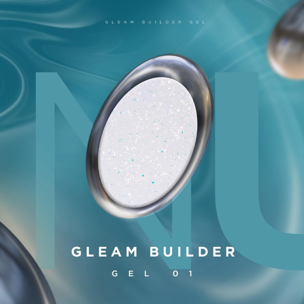 Гель моделюючий NUB Gleam Builder Gel 01 з пластівцями юкі місячний камінь 12 мл