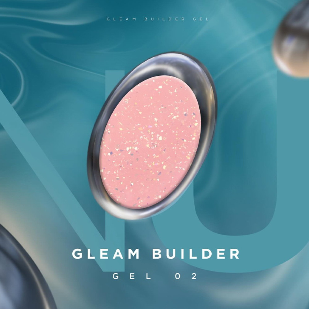 Гель моделирующий NUB Gleam Builder Gel 02 с хлопьями юки бежево-персиковый 12 мл