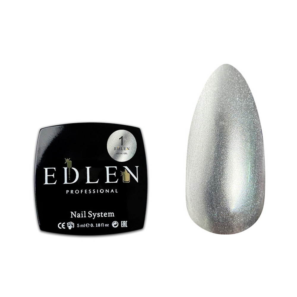Гель-фарба Edlen Professional Metal Gel 01 Silver срібло 5 мл