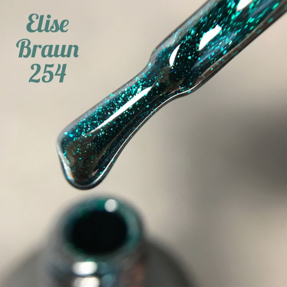 Гель-лак Elise Braun 254 зелений з шимером 10 мл