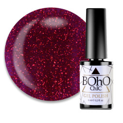 Гель-лак Boho Chic BC 130 малиновый с красными шиммерами. 6 мл