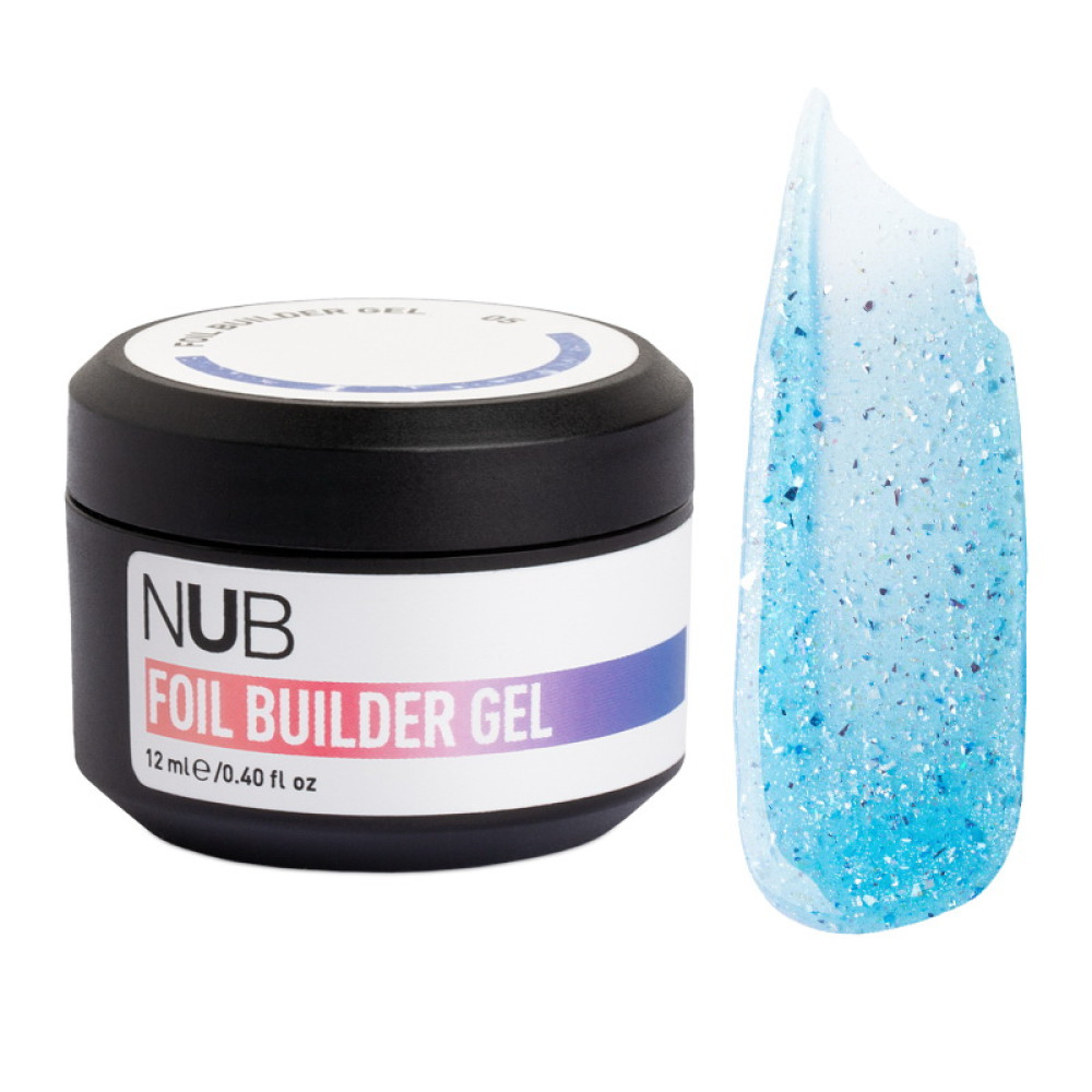 Гель моделирующий NUB Foil Builder Gel 05 полупрозрачный с поталью синий 12 мл