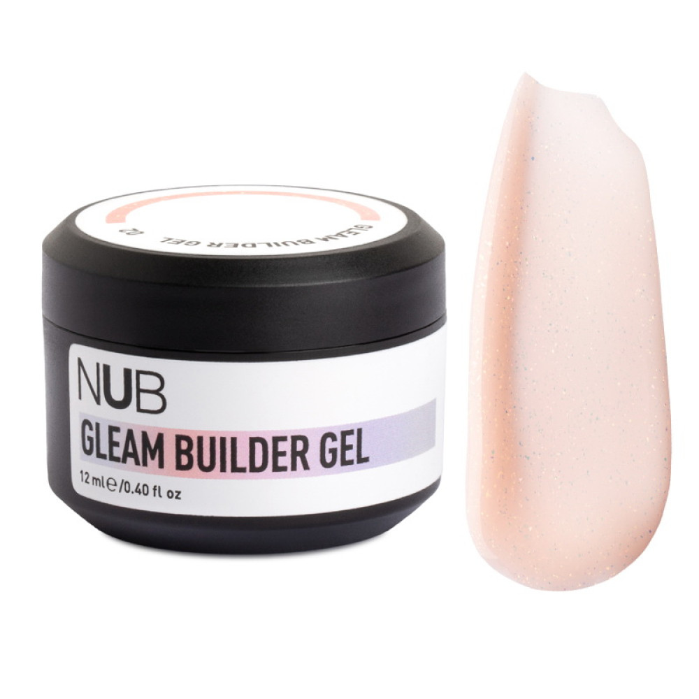 Гель моделирующий NUB Gleam Builder Gel 02 с хлопьями юки бежево-персиковый 12 мл
