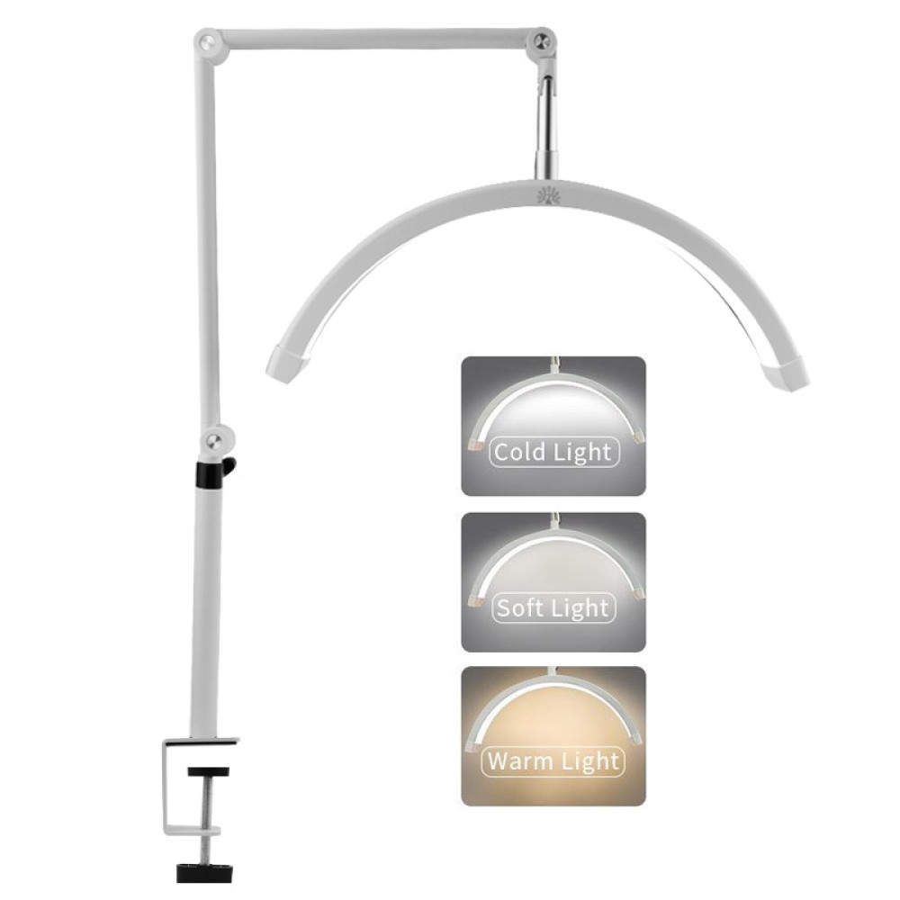 Лампа бестеневая настольная Global Fashion LED Smart Moon Light HD-M3X на струбцине со штативом и регулировкой света 20 Вт цвет бе