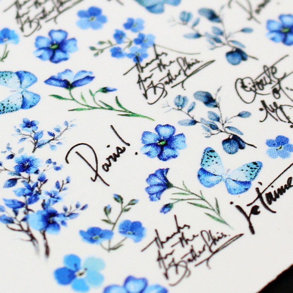 Слайдер-дизайн RichColoR 056 Цветы. бабочки и надписи голубые