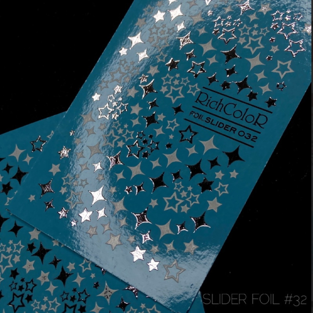 Слайдер-дизайн RichColoR Foil 032 Серебряные и белые звезды