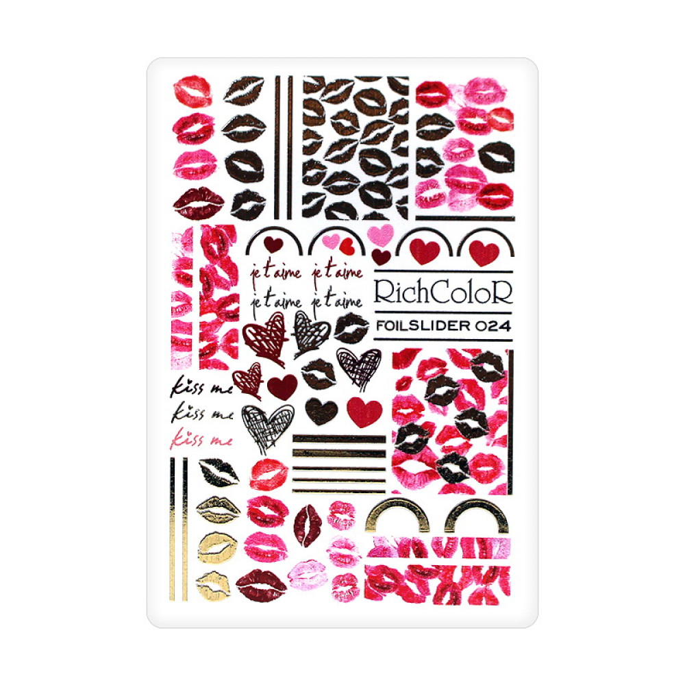 Слайдер-дизайн RichColoR Foil 024 Губи та серця рожеві та золоті