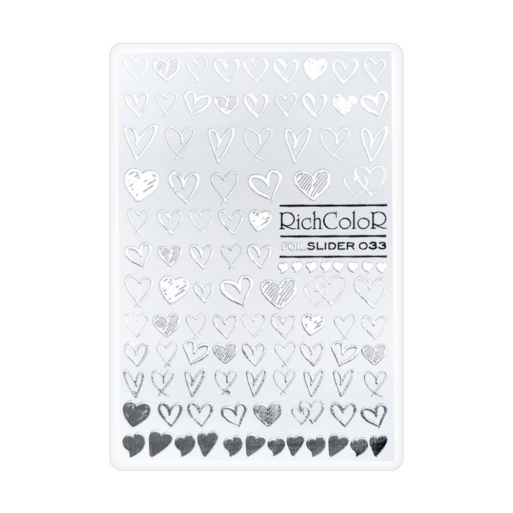 Слайдер-дизайн RichColoR Foil 033 Серебряные сердечки