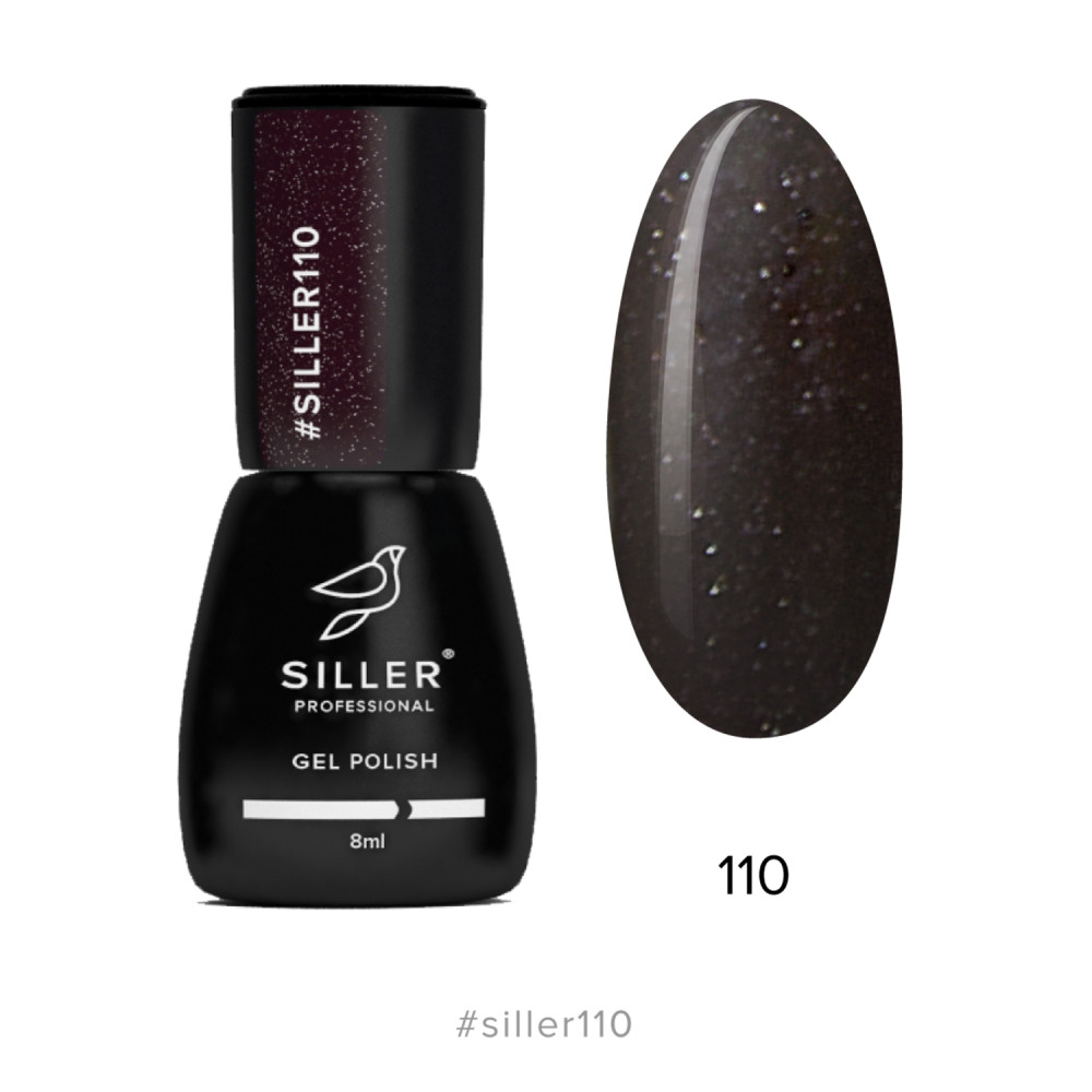 Гель-лак Siller Professional 110 горький шоколад з мікроблиском. 8 мл