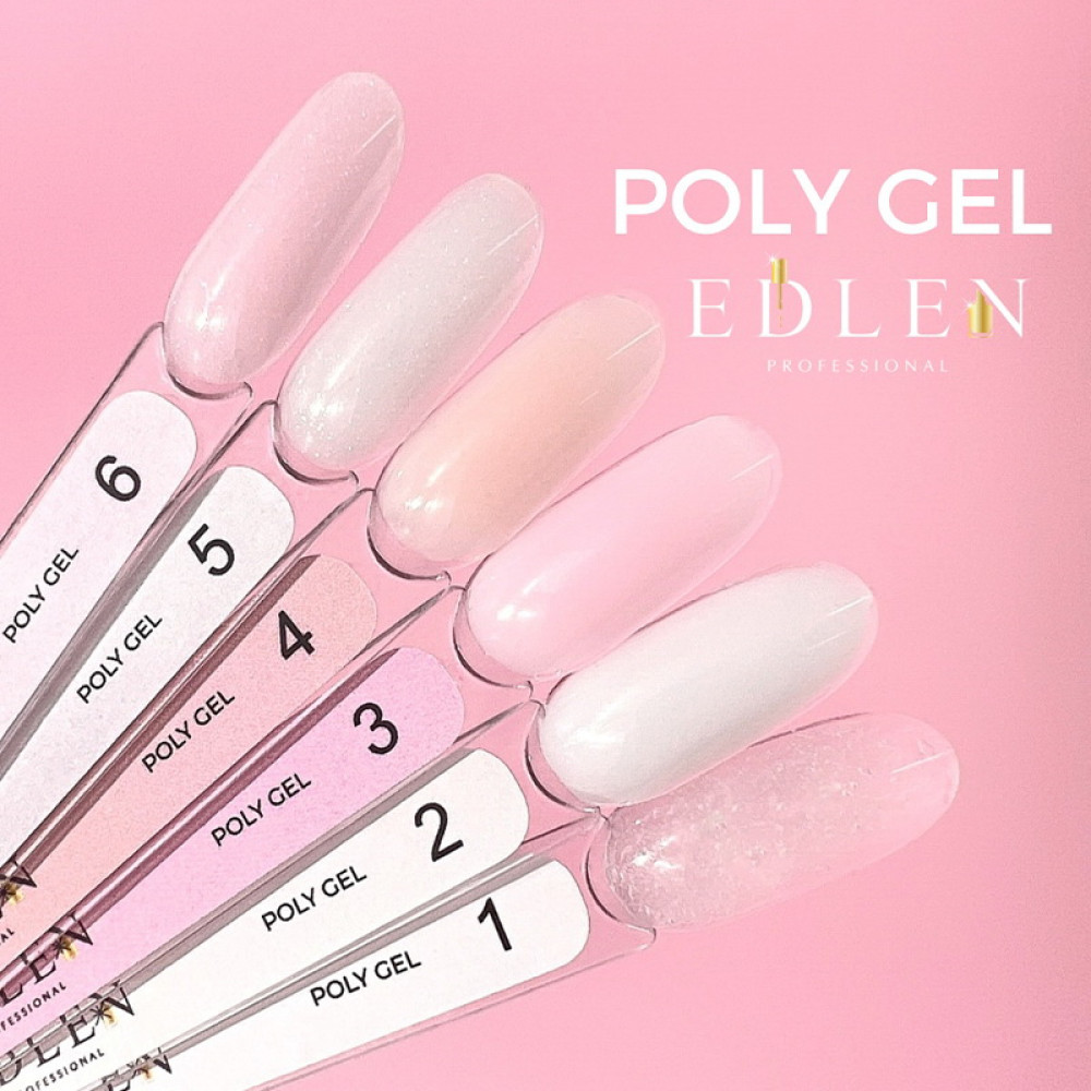 Полігель Edlen Professional Poly Gel 06. рожевий з рожевим шимером. 15 мл