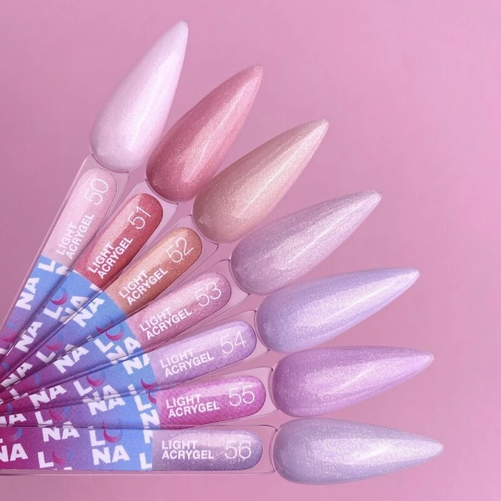 Рідкий гель Luna Light Acrygel 53 для нарощування бузковий зі слюдою 13 мл