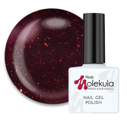 Гель-лак Nails Molekula 102 темно-красное мерцание, 11 мл