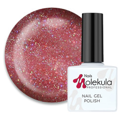 Гель-лак Nails Molekula 135 красный с голографическими блестками. 11 мл