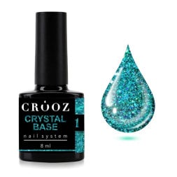 База світловідбиваюча Crooz Crystal Base 01 зелений з блискітками та шимерам 8 мл База світловідбиваюча Crooz Crystal Base 01 зелений з блискітками та шимерам 8 мл