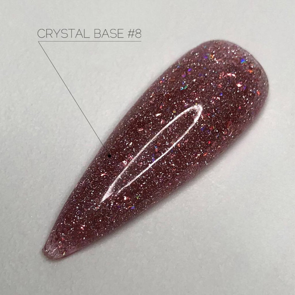 База світловідбиваюча Crooz Crystal Base 08 ніжно-рожевий з блискітками та шимерами. 8 мл
