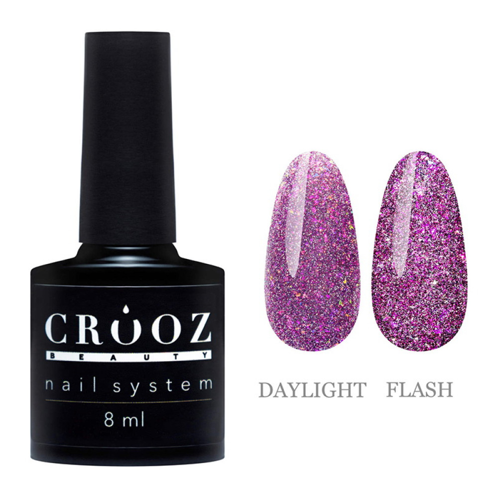 База светоотражающая Crooz Crystal Base 03 розово-фиолетовый с блестками и шиммерами. 8 мл