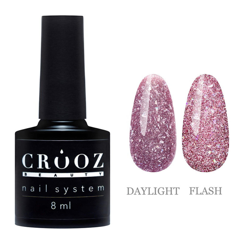 База світловідбиваюча Crooz Crystal Base 06 мякий бузково-рожевий з блискітками та шимерами. 8 мл