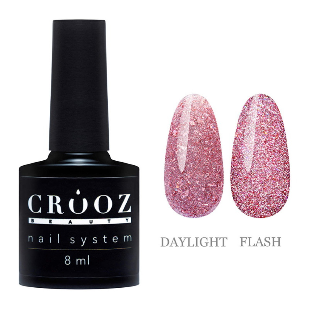 База светоотражающая Crooz Crystal Base 08 нежно-розовый с блестками и шиммерами. 8 мл