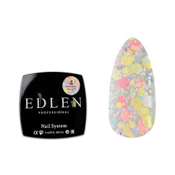 Гель-лак Edlen Professional Confetti Glitter 04. персиково-жовті голографічні блискітки та пластівці. 5 мл