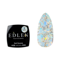 Гель-лак Edlen Professional Confetti Glitter 05. блакитні та рожеві голографічні блискітки та пластівці. 5 мл